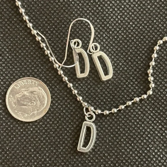 Necklace and Earrings Initial Set (“D”) - Picture 3 of 3